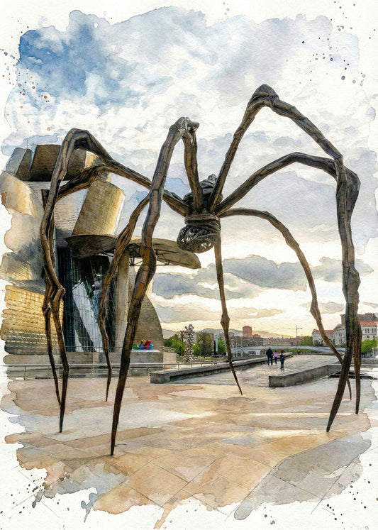 Cuadro Mamá Guggenheim estilo acuarela