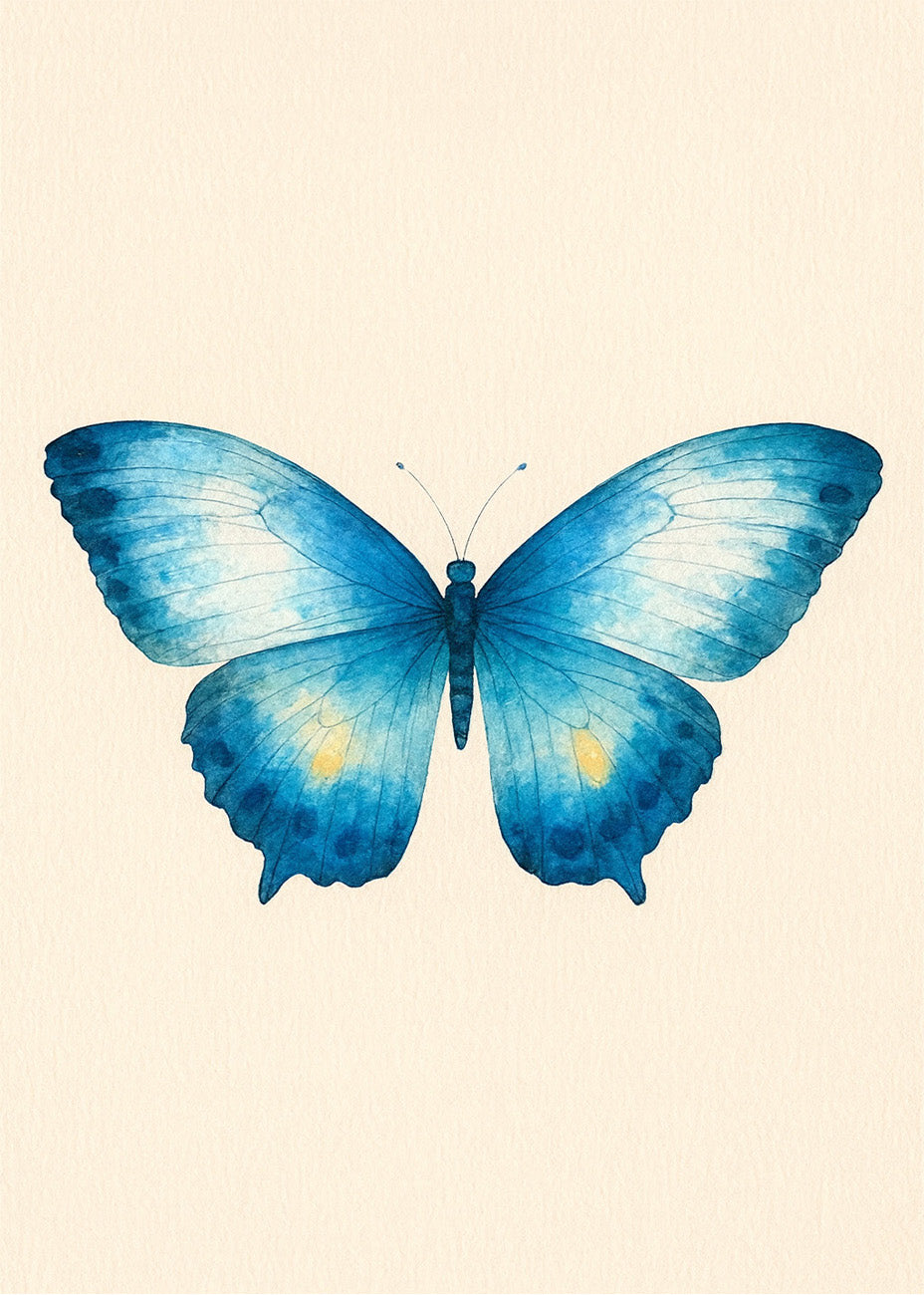 Cuadro Mariposa azul sobre fondo suave