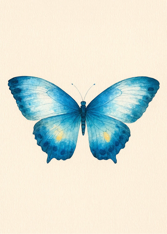 Cuadro Mariposa azul sobre fondo suave
