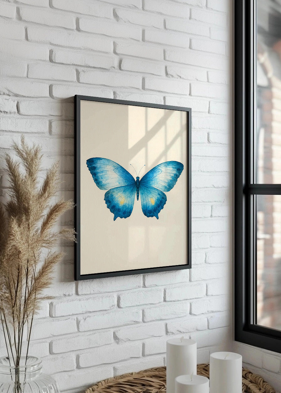 Cuadro Mariposa azul sobre fondo suave