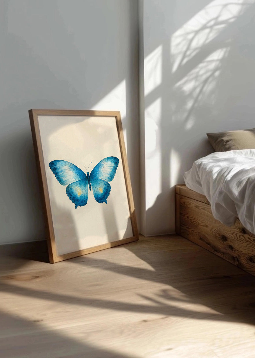 Cuadro Mariposa azul sobre fondo suave
