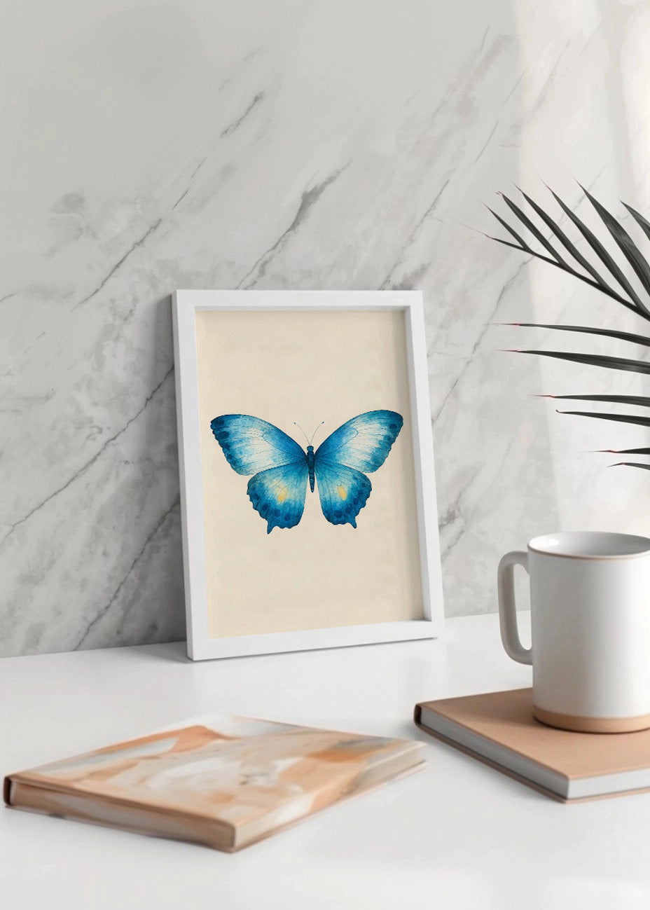 Cuadro Mariposa azul sobre fondo suave