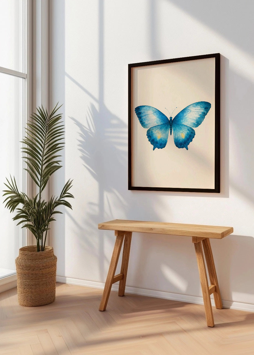 Cuadro Mariposa azul sobre fondo suave