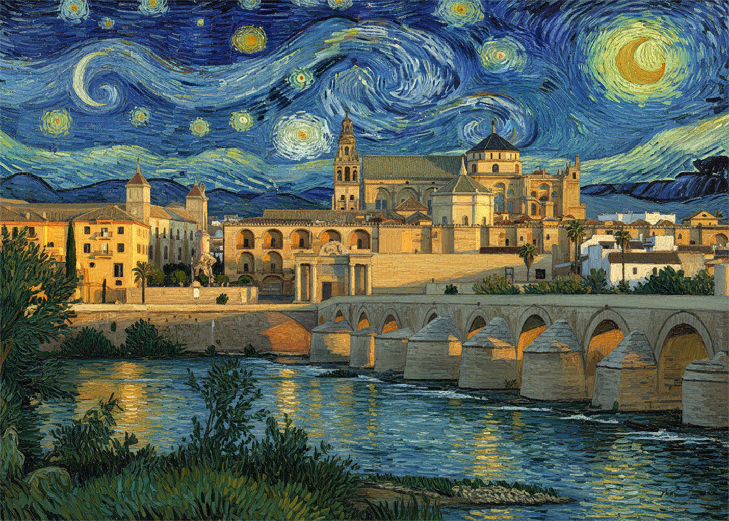 Cuadro Mezquita de Córdoba - Noche Estrellada