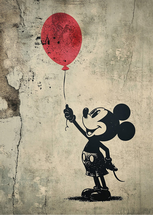 Cuadro ​Mickey Mouse estilo Banksy con globo