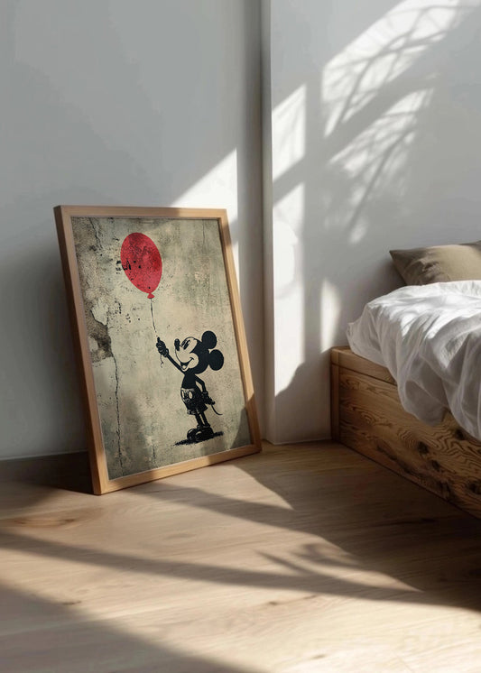 Cuadro ​Mickey Mouse estilo Banksy con globo