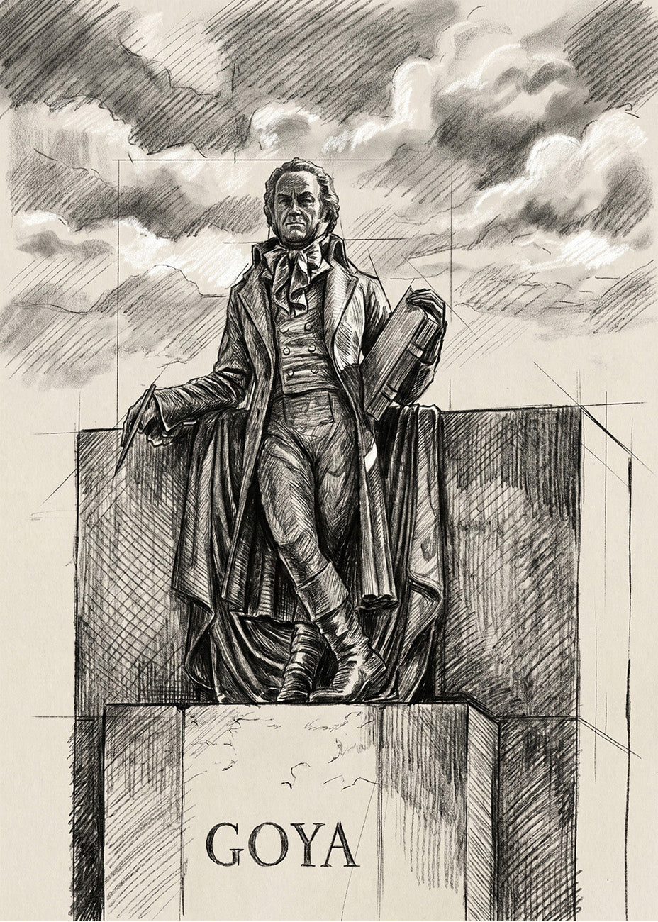 Cuadro Monumento a Goya Zaragoza efecto lápiz