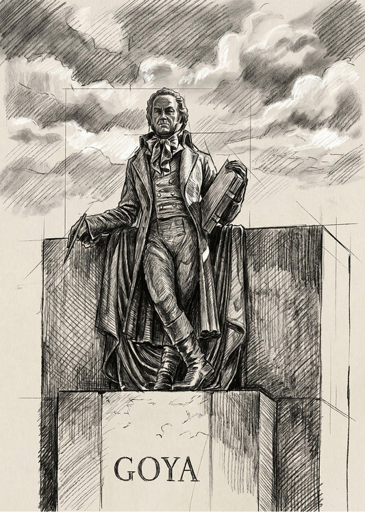 Cuadro Monumento a Goya Zaragoza efecto lápiz