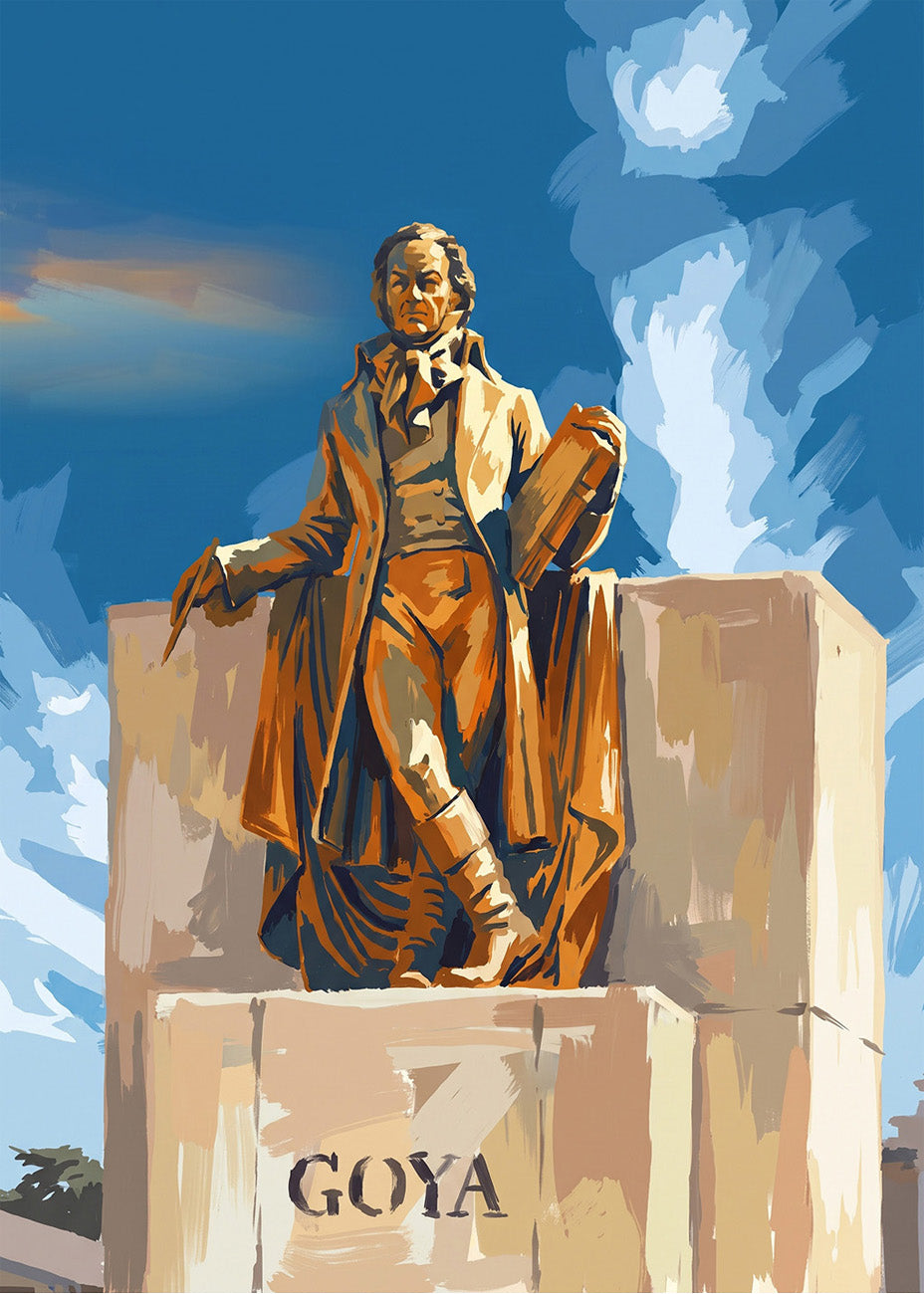 Cuadro Monumento de Goya en Zaragoza - Gouache