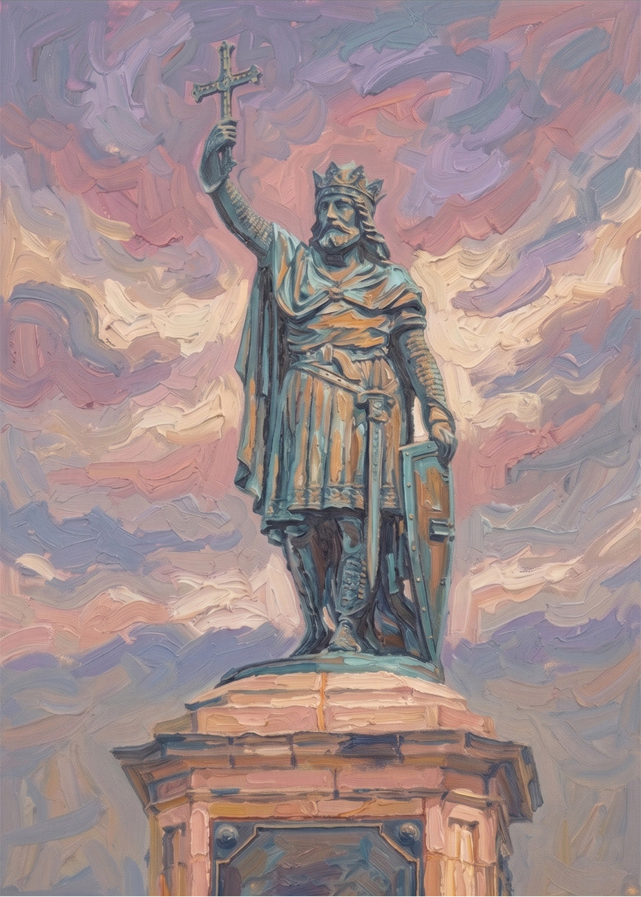 Cuadro Monumento de Pelayo colores pasteles