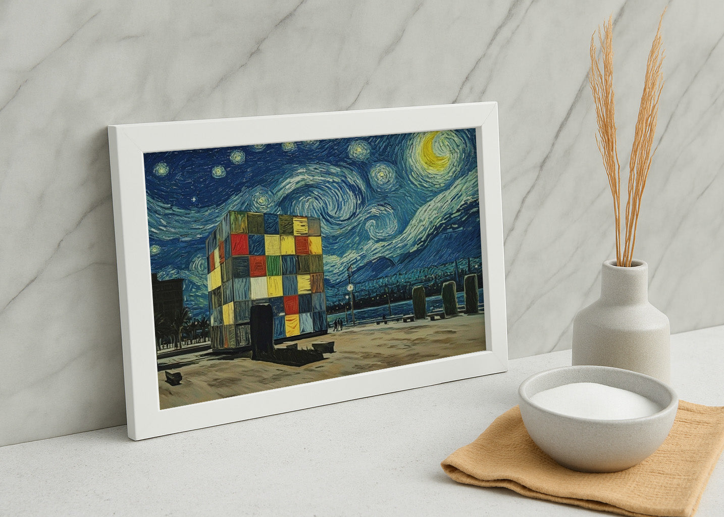 Cuadro ​Muelle Uno de Málaga Cubo Pompidou - Van Gogh