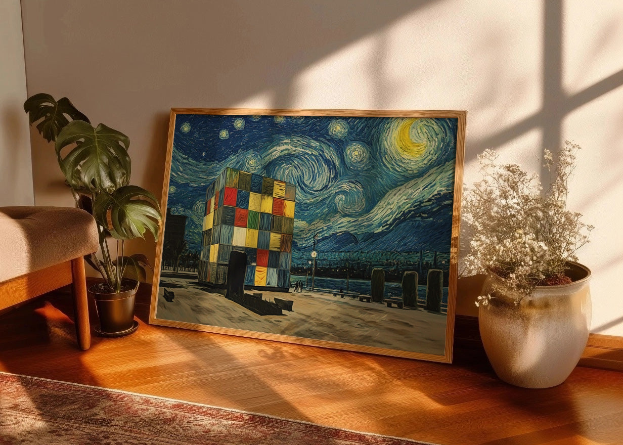 Cuadro ​Muelle Uno de Málaga Cubo Pompidou - Van Gogh