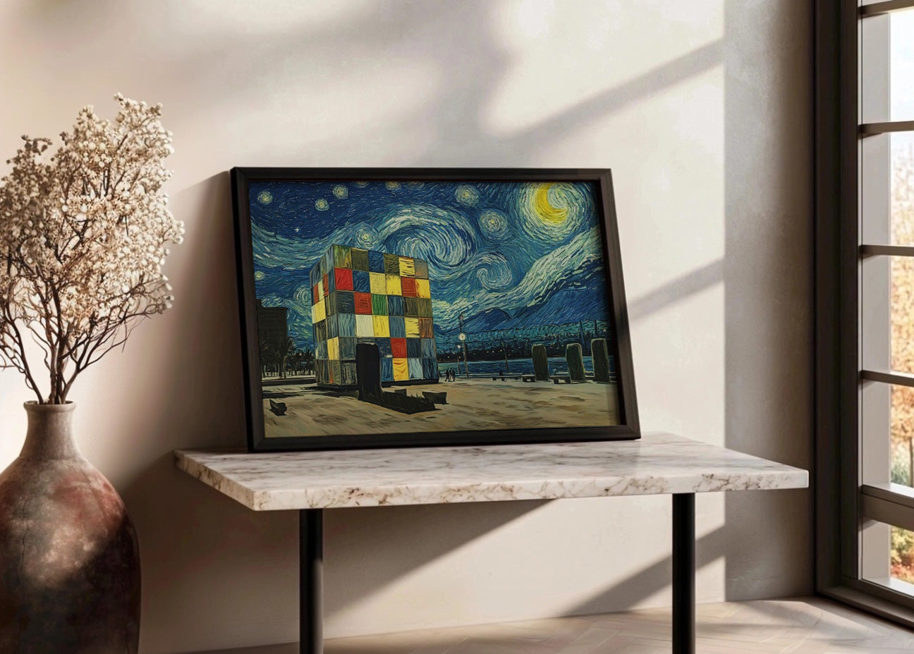 Cuadro ​Muelle Uno de Málaga Cubo Pompidou - Van Gogh