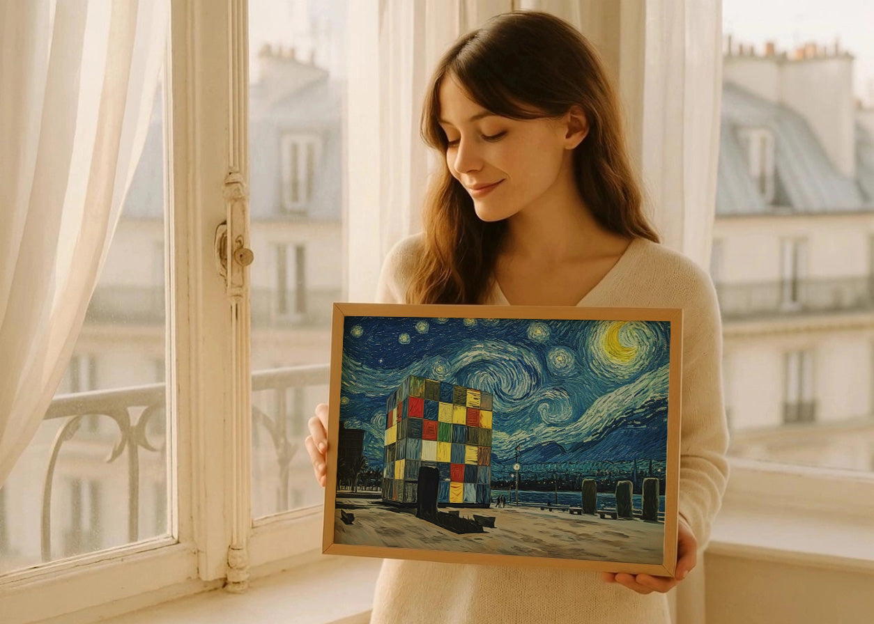 Cuadro ​Muelle Uno de Málaga Cubo Pompidou - Van Gogh