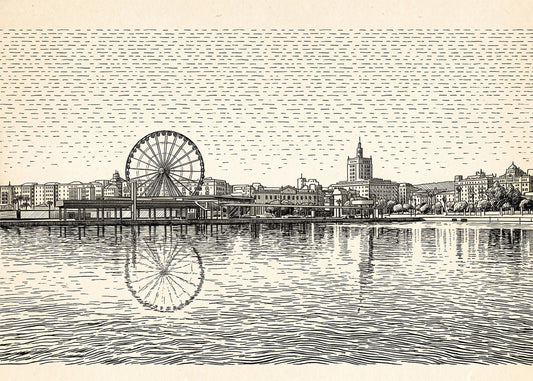 Cuadro Muelle Uno con Ferris Wheel efecto lápiz