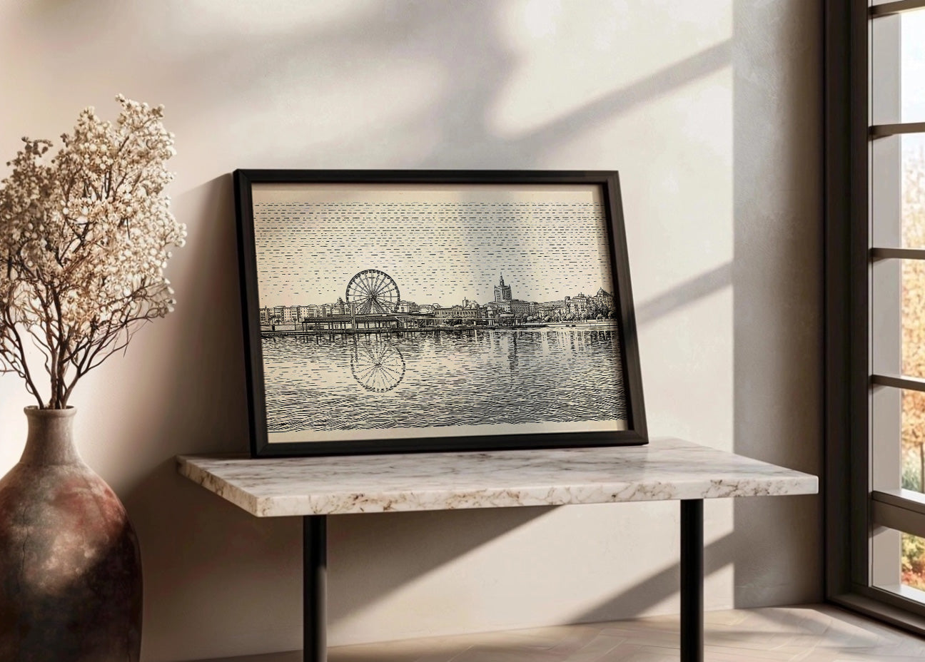 Cuadro Muelle Uno con Ferris Wheel efecto lápiz