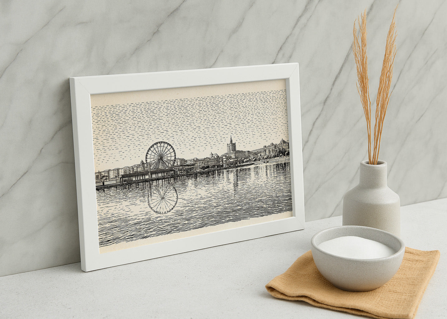 Cuadro Muelle Uno con Ferris Wheel efecto lápiz