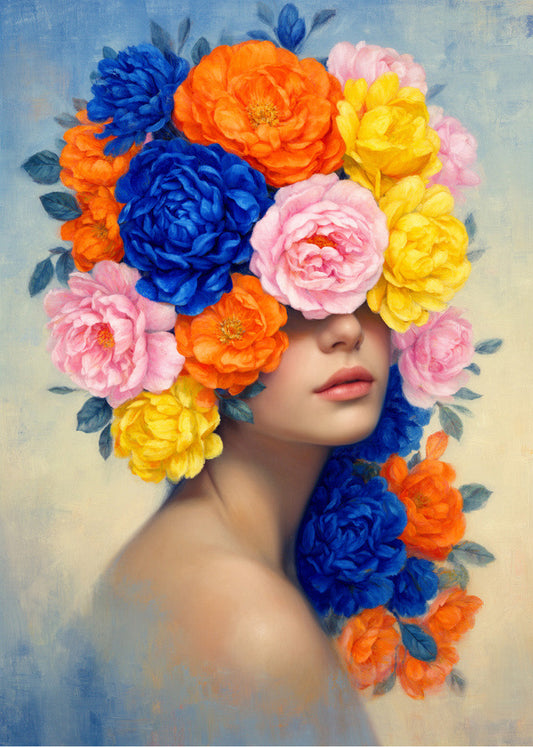 Cuadro Mujer con pelo de flores