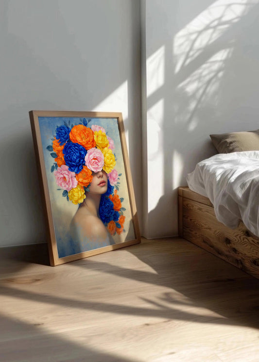 Cuadro Mujer con pelo de flores