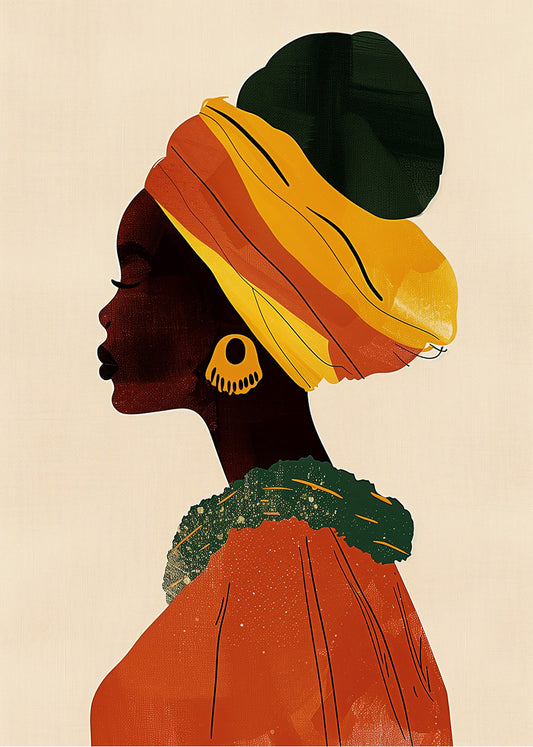 Cuadro ​Mujer africana de perfil con turbante