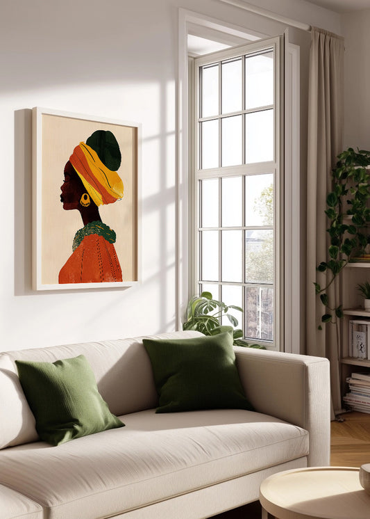 Cuadro ​Mujer africana de perfil con turbante