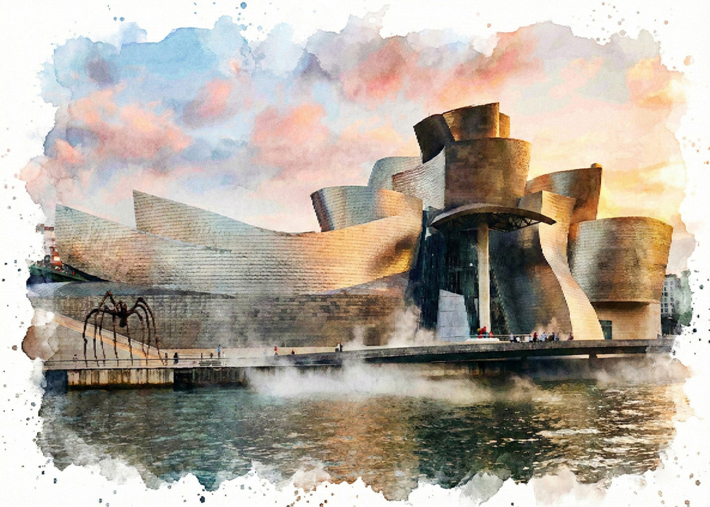 Cuadro Museo Guggenheim estilo acuarela