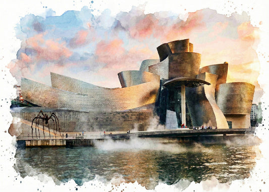 Cuadro Museo Guggenheim estilo acuarela
