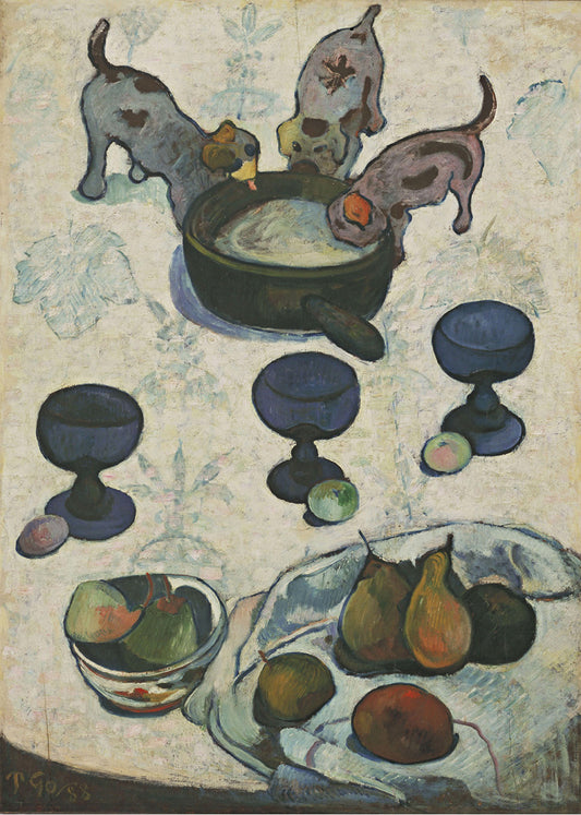 Cuadro ​Naturaleza muerta con tres cachorros (Gauguin)