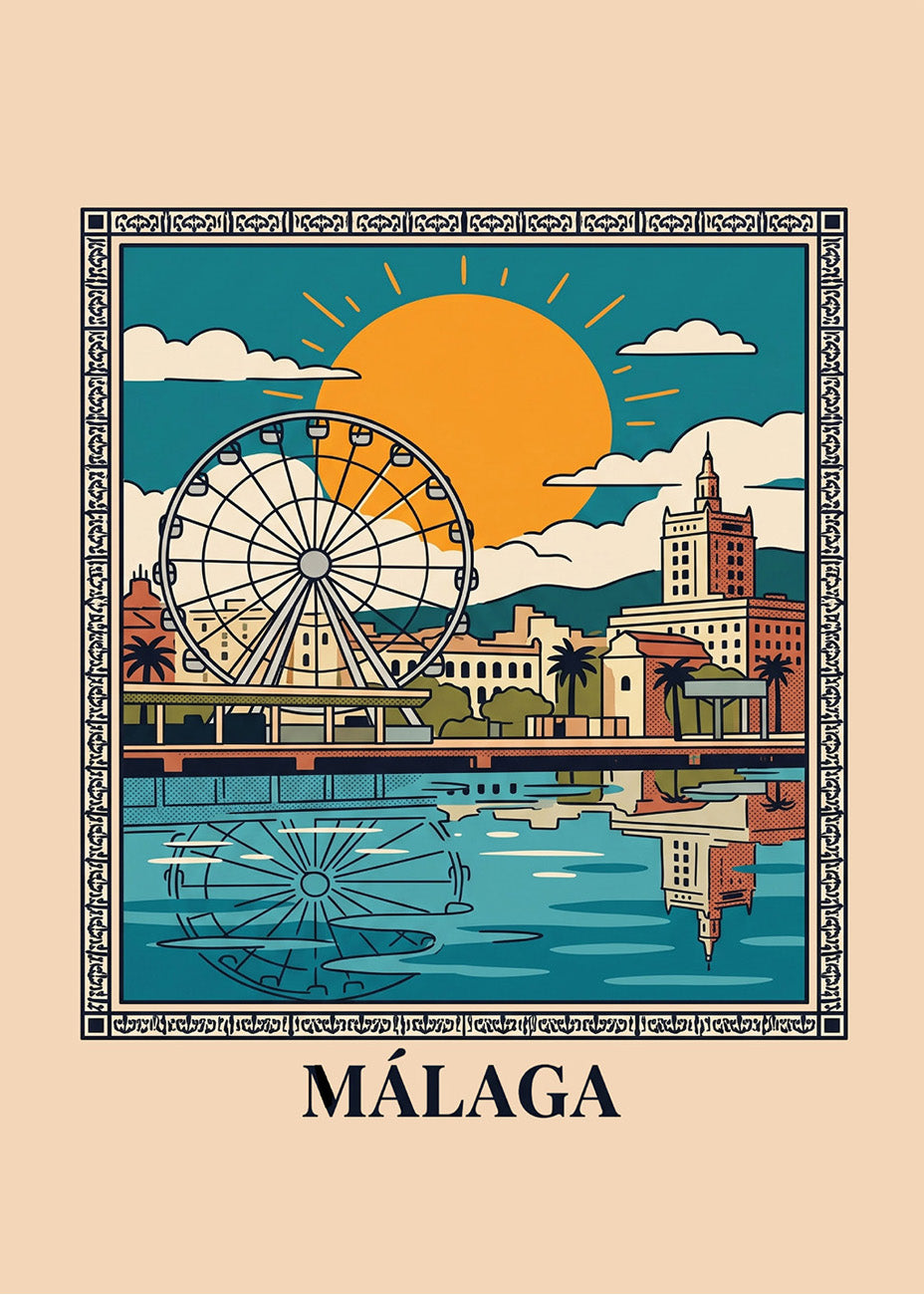 Cuadro Noria del Muelle Uno de Málaga - Summer