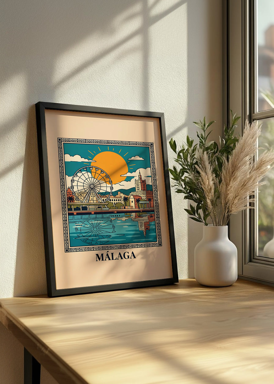 Cuadro Noria del Muelle Uno de Málaga - Summer