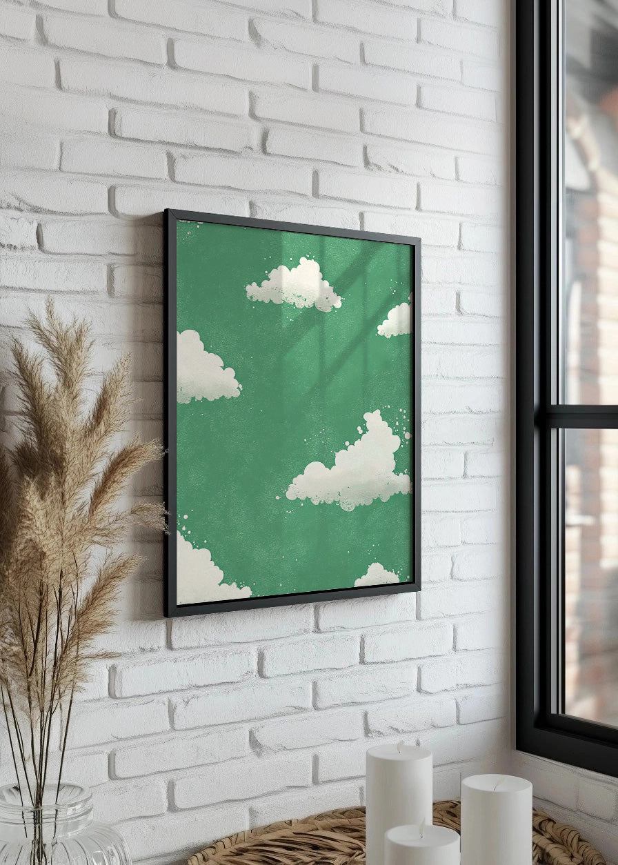 Cuadro ​Nubes sobre fondo verde