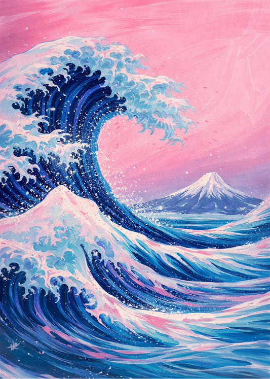 Cuadro Ola de Kanagawa rosa