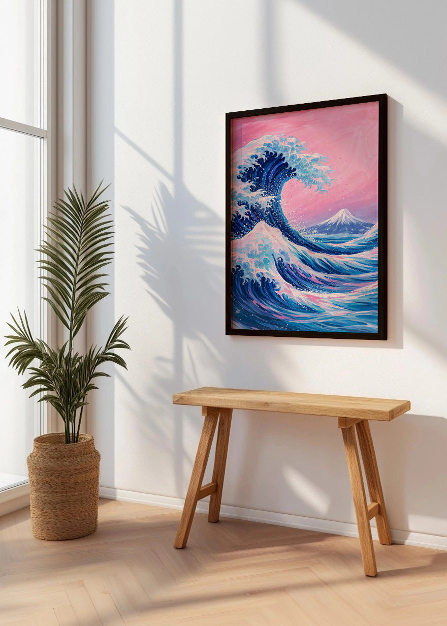Cuadro Ola de Kanagawa rosa