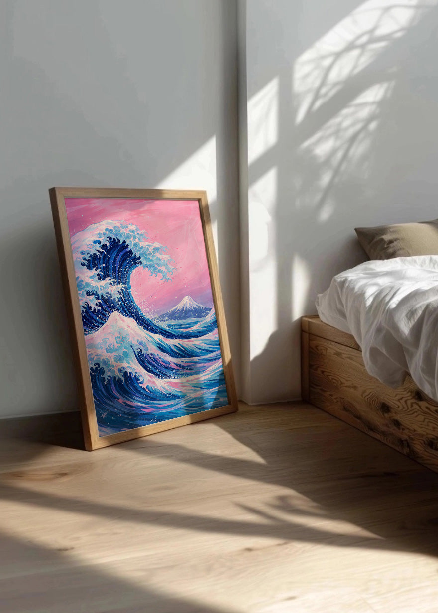 Cuadro Ola de Kanagawa rosa