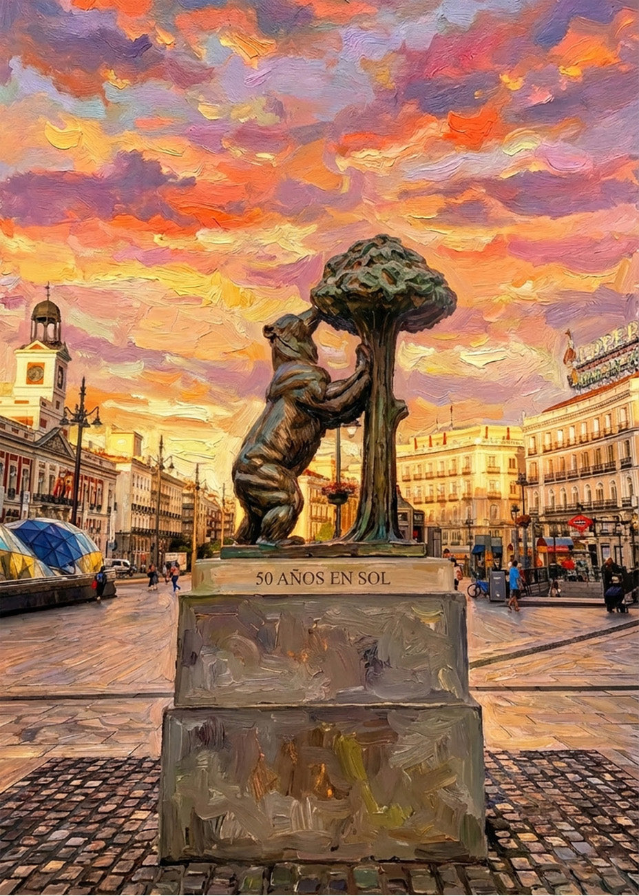 Cuadro Oso del Madroño en Sol estilo óleo