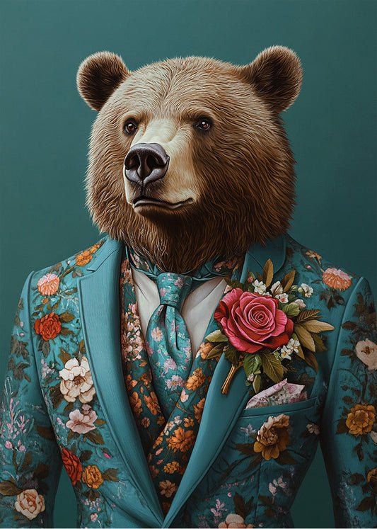 Cuadro Oso vestido como persona con traje