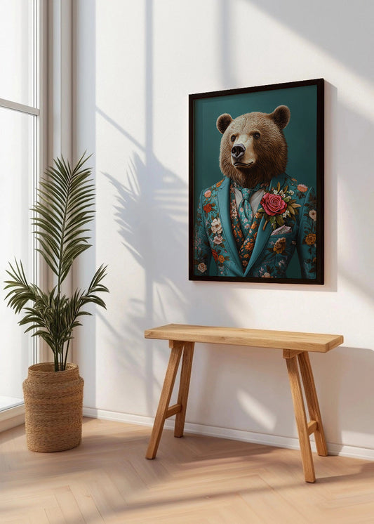 Cuadro Oso vestido como persona con traje