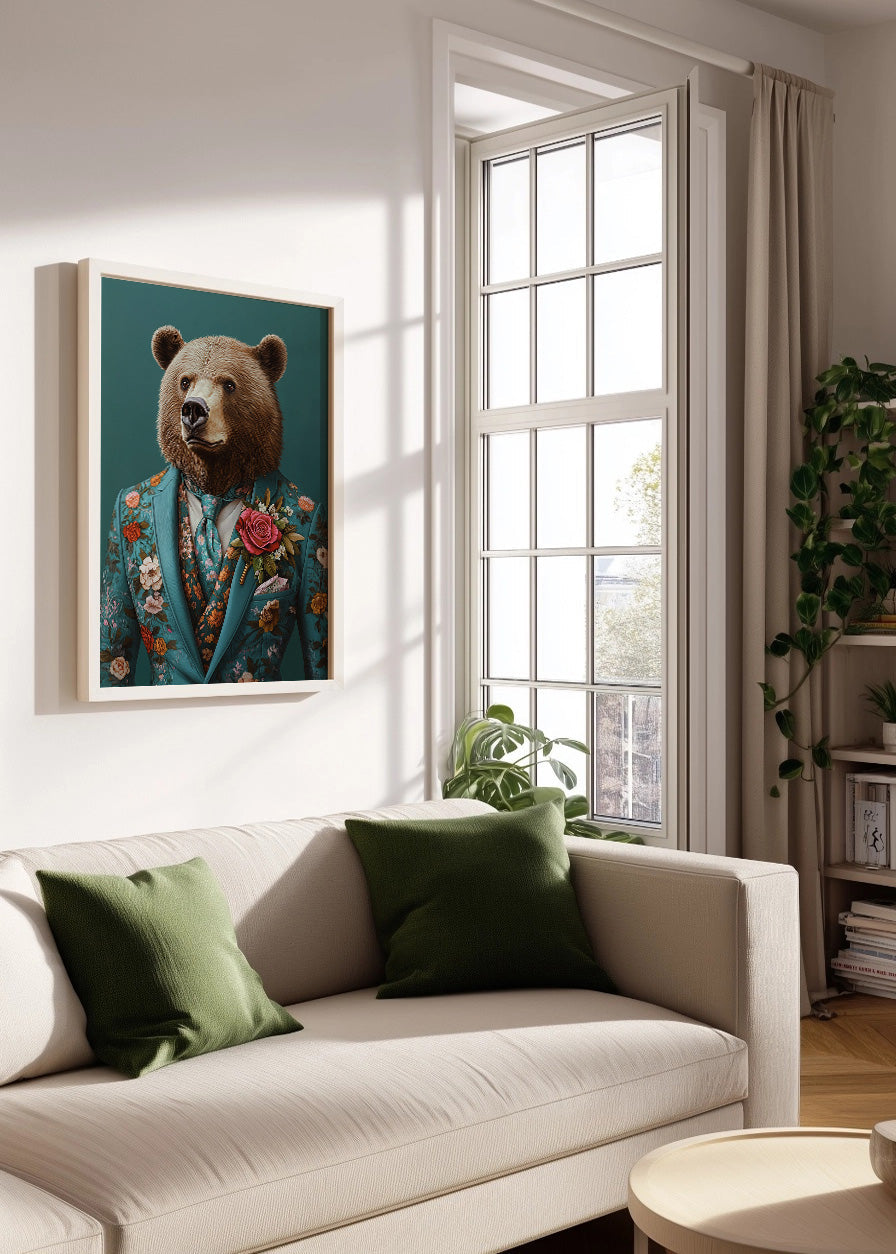 Cuadro Oso vestido como persona con traje