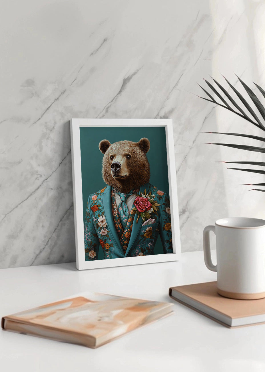 Cuadro Oso vestido como persona con traje