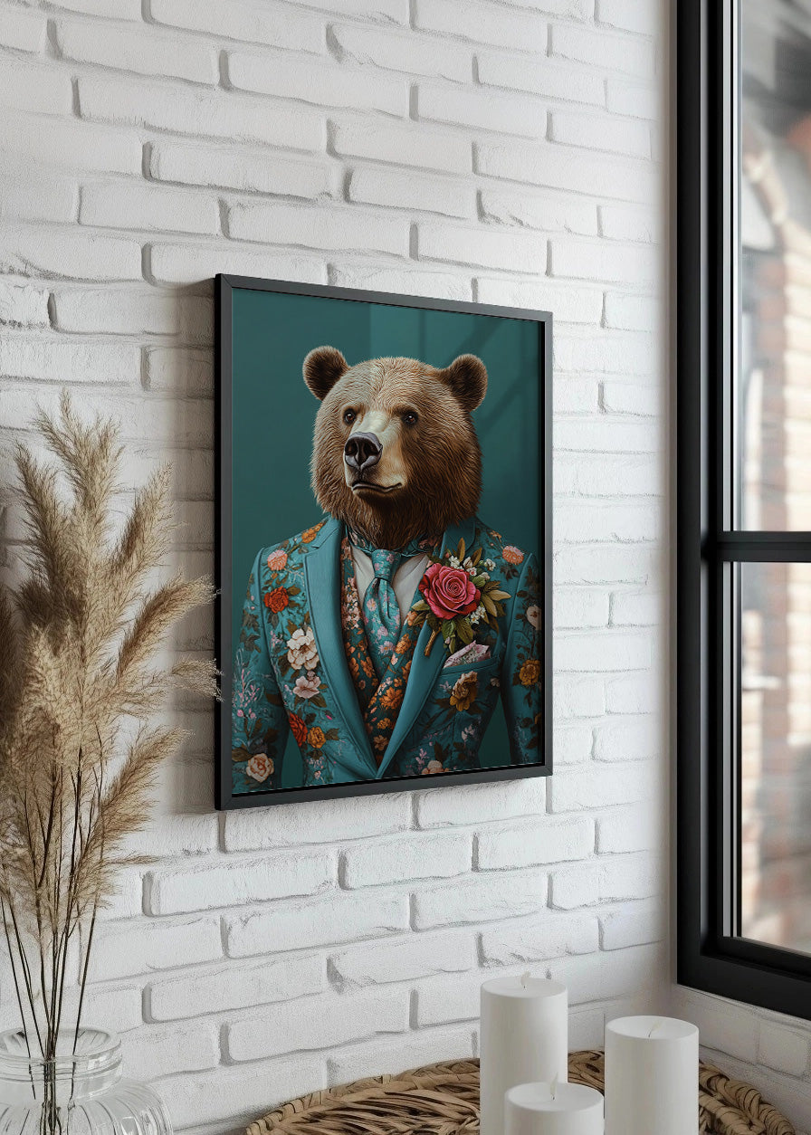 Cuadro Oso vestido como persona con traje