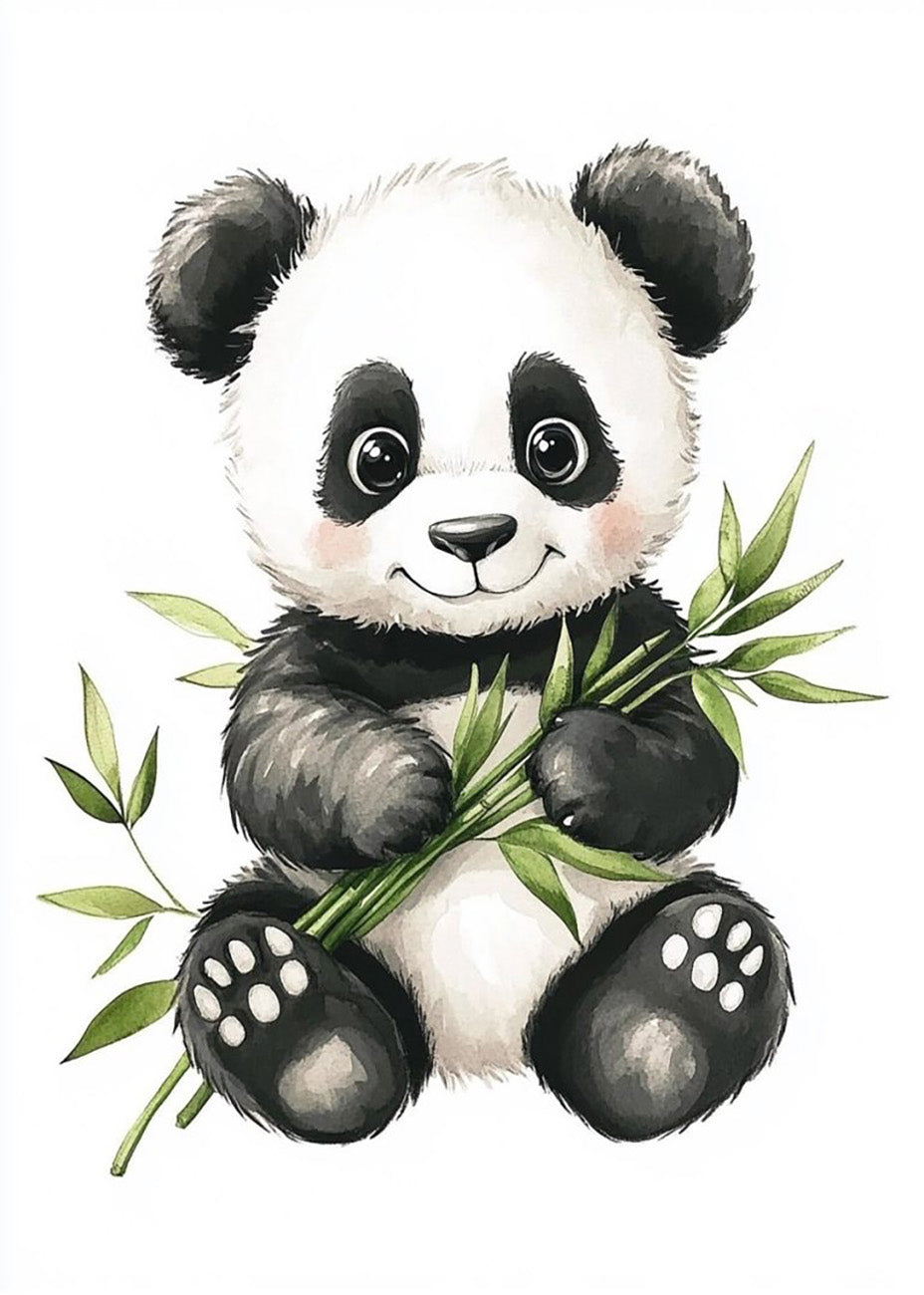Cuadro ​Oso panda infantil con bambú