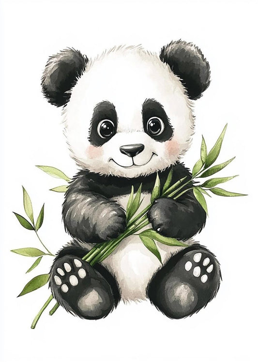Cuadro ​Oso panda infantil con bambú
