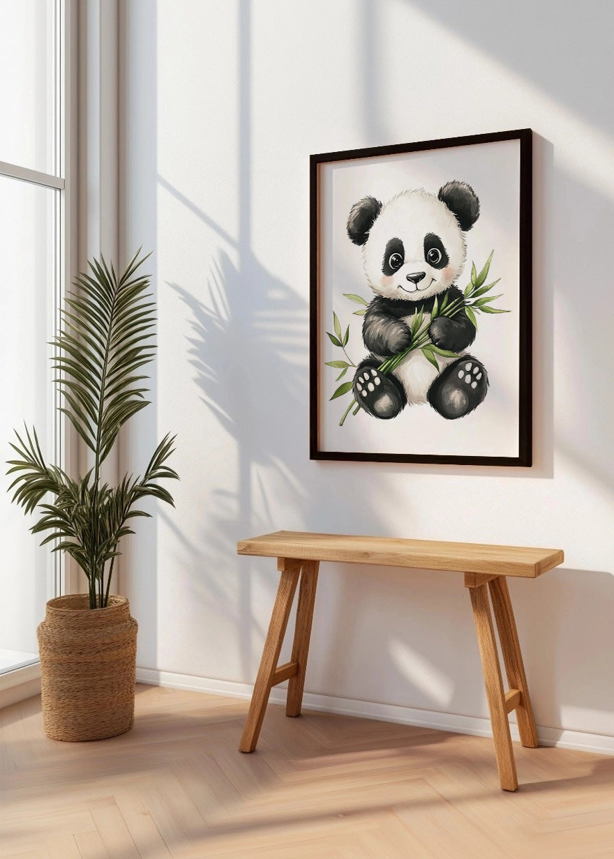 Cuadro ​Oso panda infantil con bambú