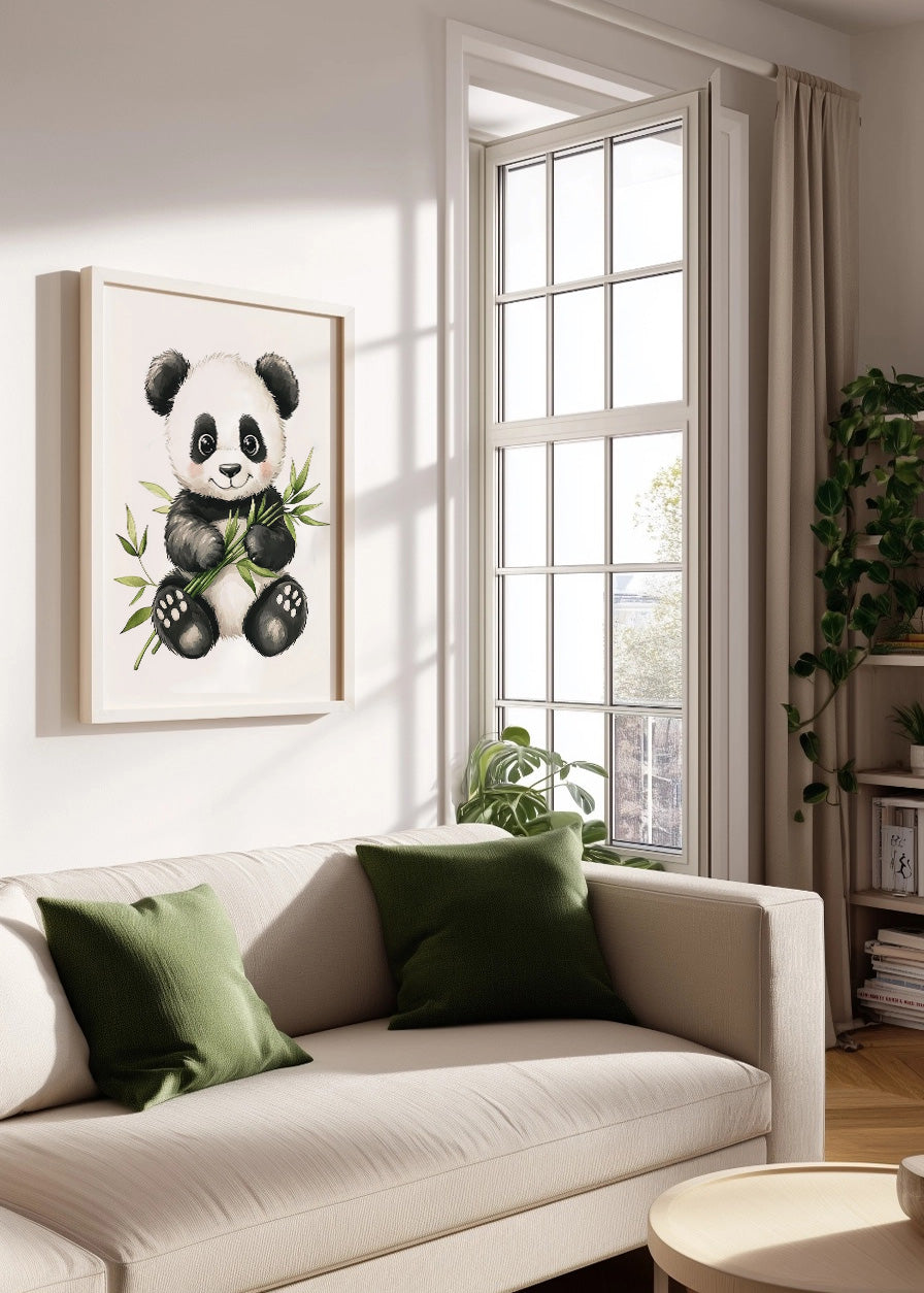 Cuadro ​Oso panda infantil con bambú