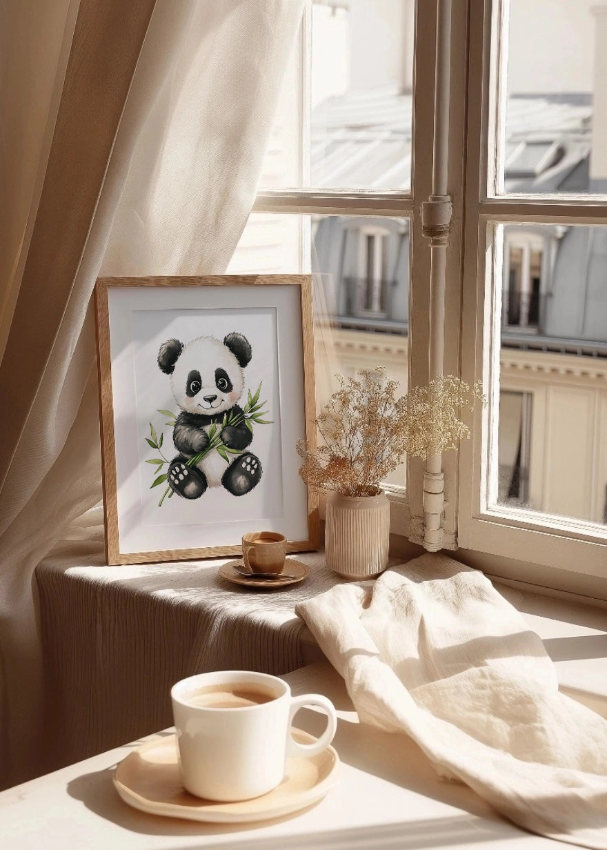 Cuadro ​Oso panda infantil con bambú