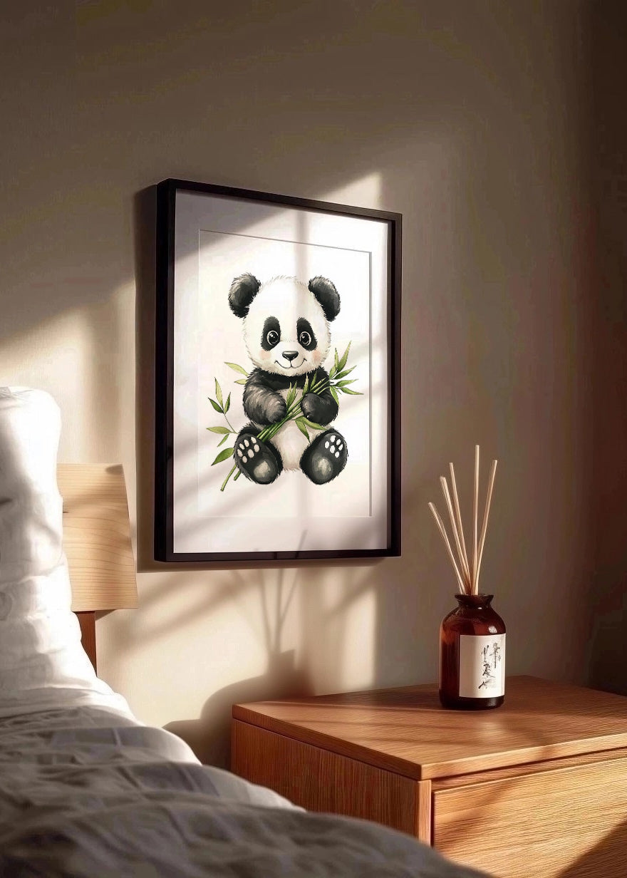 Cuadro ​Oso panda infantil con bambú