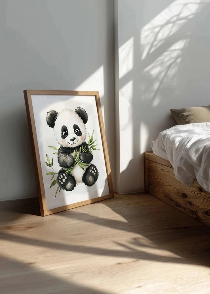 Cuadro ​Oso panda infantil con bambú