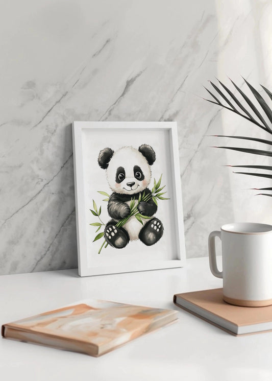 Cuadro ​Oso panda infantil con bambú