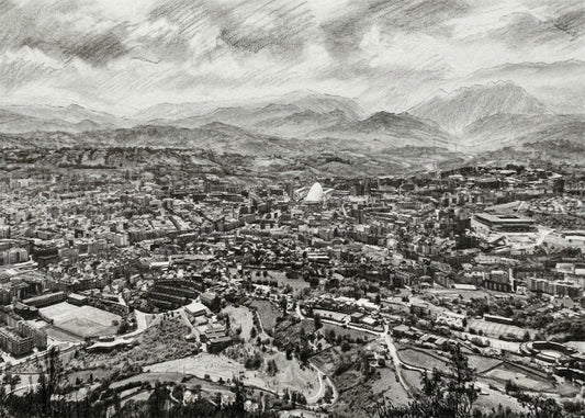 Cuadro Oviedo desde lejos estilo lápiz