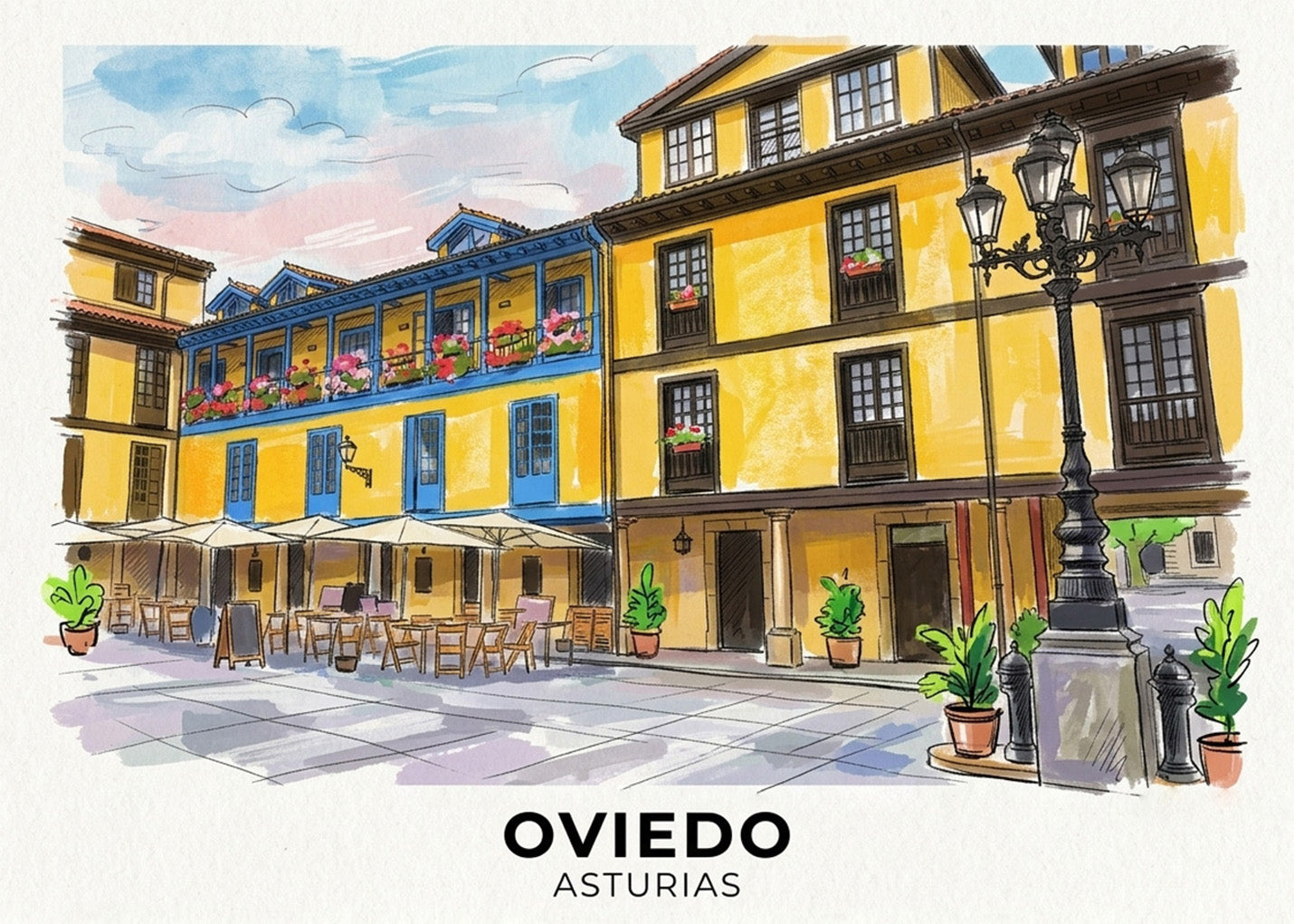 Cuadro Oviedo y Plaza del Fontán